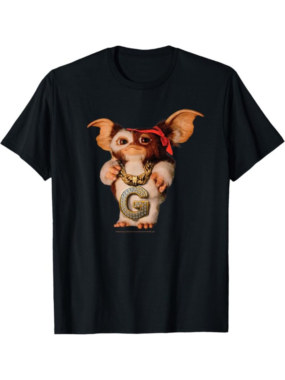 Funny Movie T-Shirt with Blinged Out G Chain - Gremlins Gizmo Graphic Tee